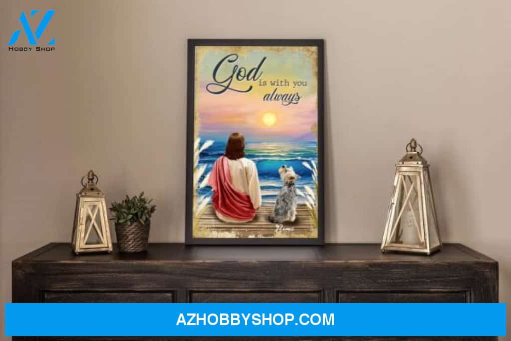 God Is With You Always Beach - Personalized Poster - Dog Lovers