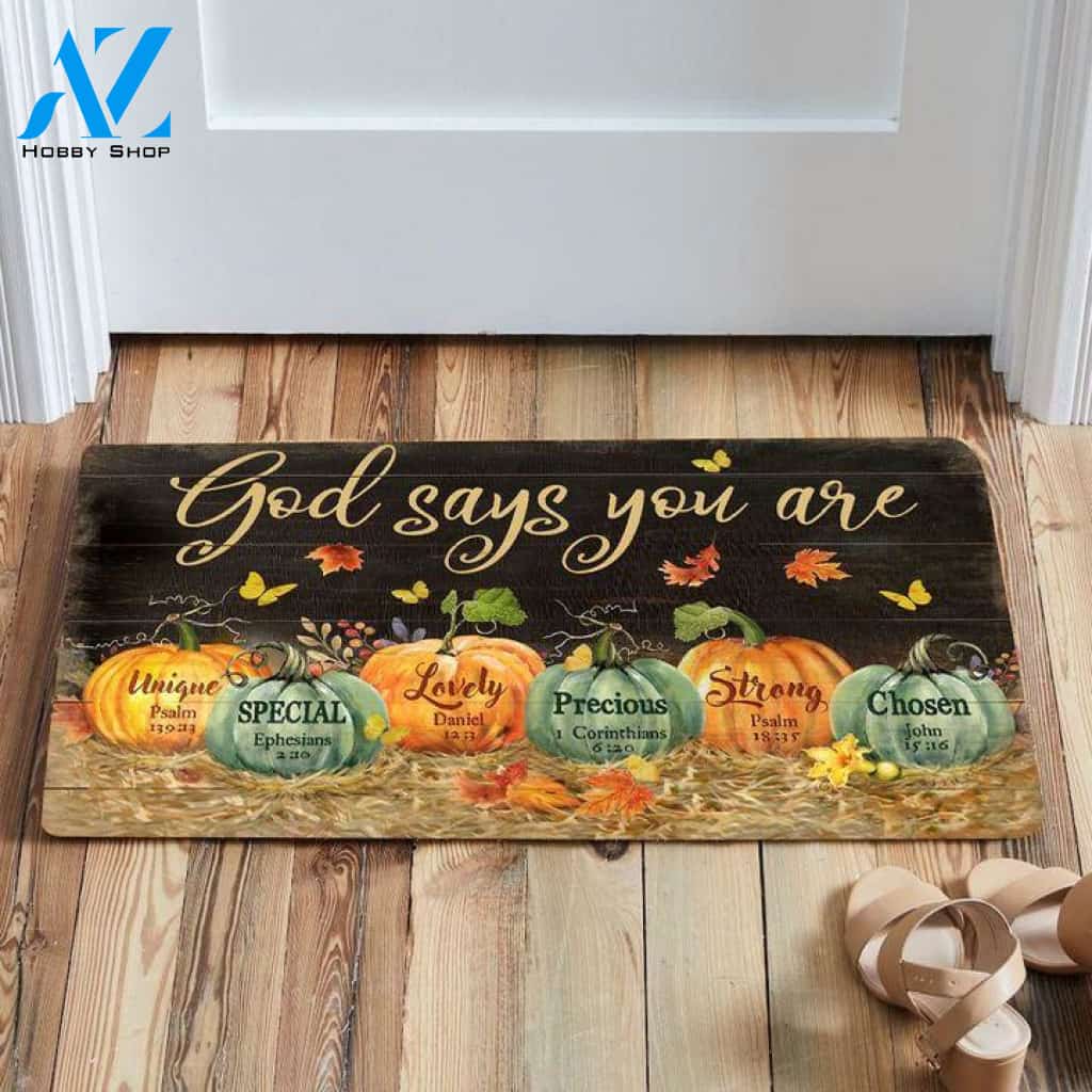 God Says You Are Pumpkin Halloween Thanksgiving Indoor And Outdoor Doormat Gift For Friend Family Birthday Gift Decor Warm House Gift Welcome Mat