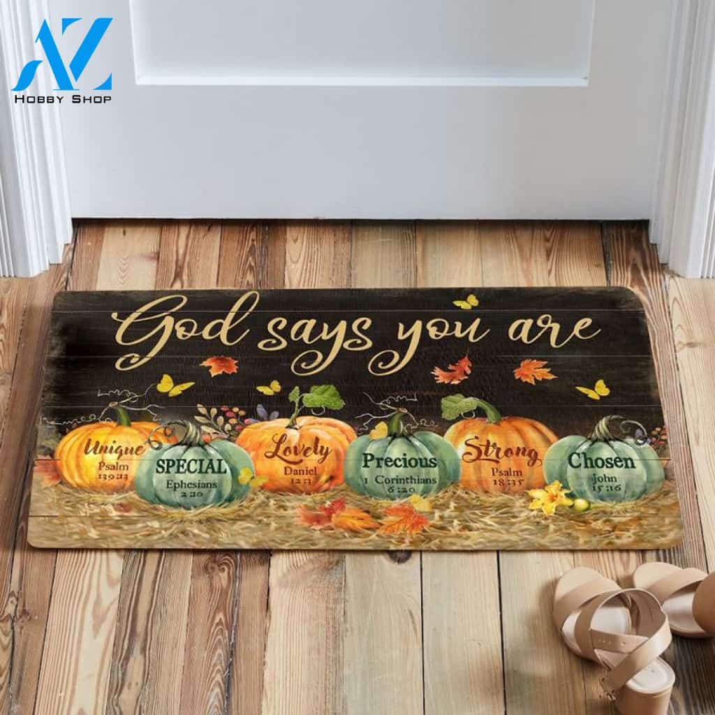 God Says You Are Pumpkin Halloween Thanksgiving Indoor And Outdoor Doormat Gift For Friend Family Birthday Gift Decor Warm House Gift Welcome Mat