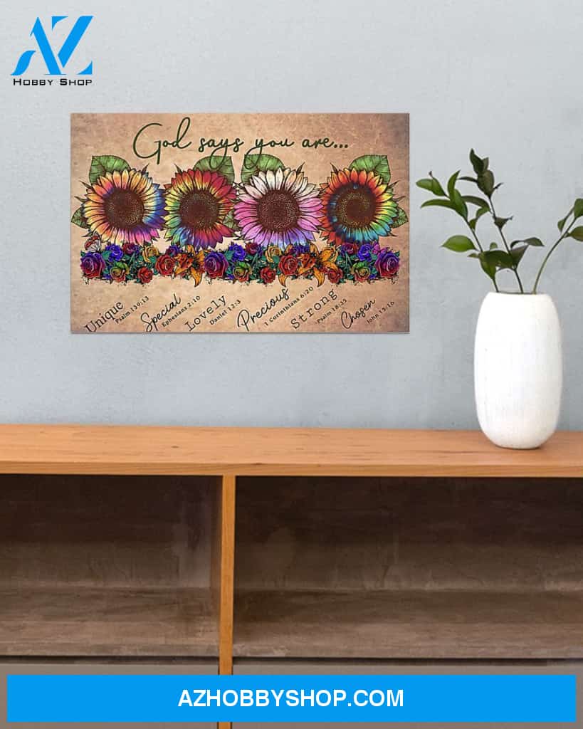 God Says You Are Sunflower Canvas Decor, Wall Decor Visual Art