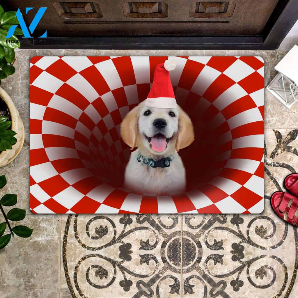 Golden Christmas - Dog Doormat | Welcome Mat | House Warming Gift | Christmas Gift Decor