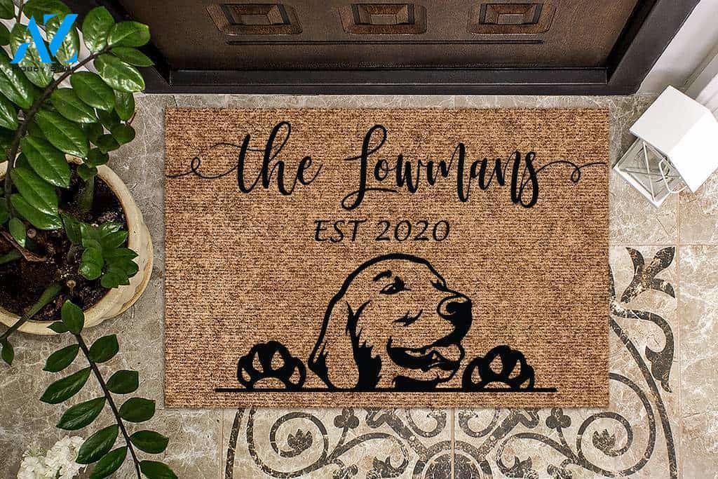 Golden Retriever Funny Dog Custom Name & Year Doormat | Welcome Mat | House Warming Gift