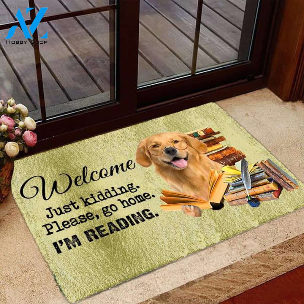 Golden Retriever I'm Reading Dog Doormat