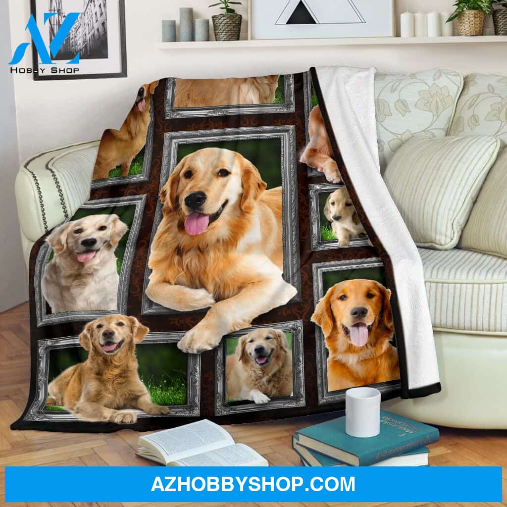 Golden retriever lovely faces Fleece Blanket