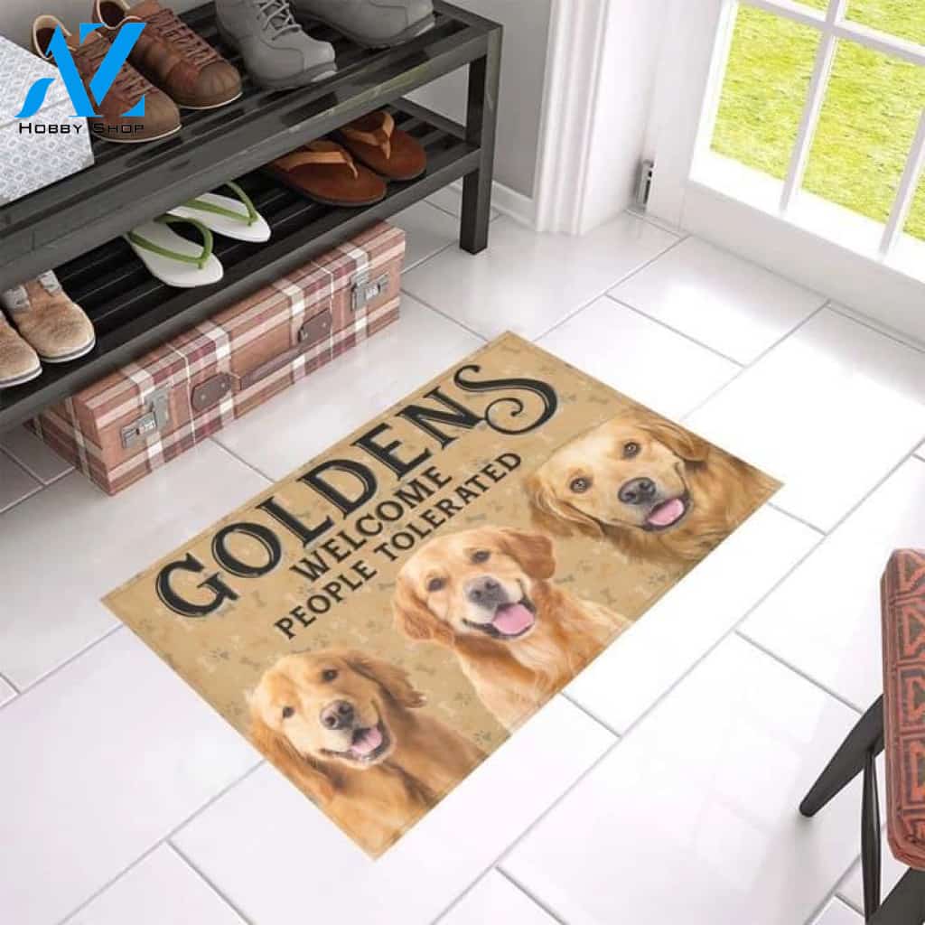 Golden Retriever Golden Welcome People Tolerated Doormat DHC04064589