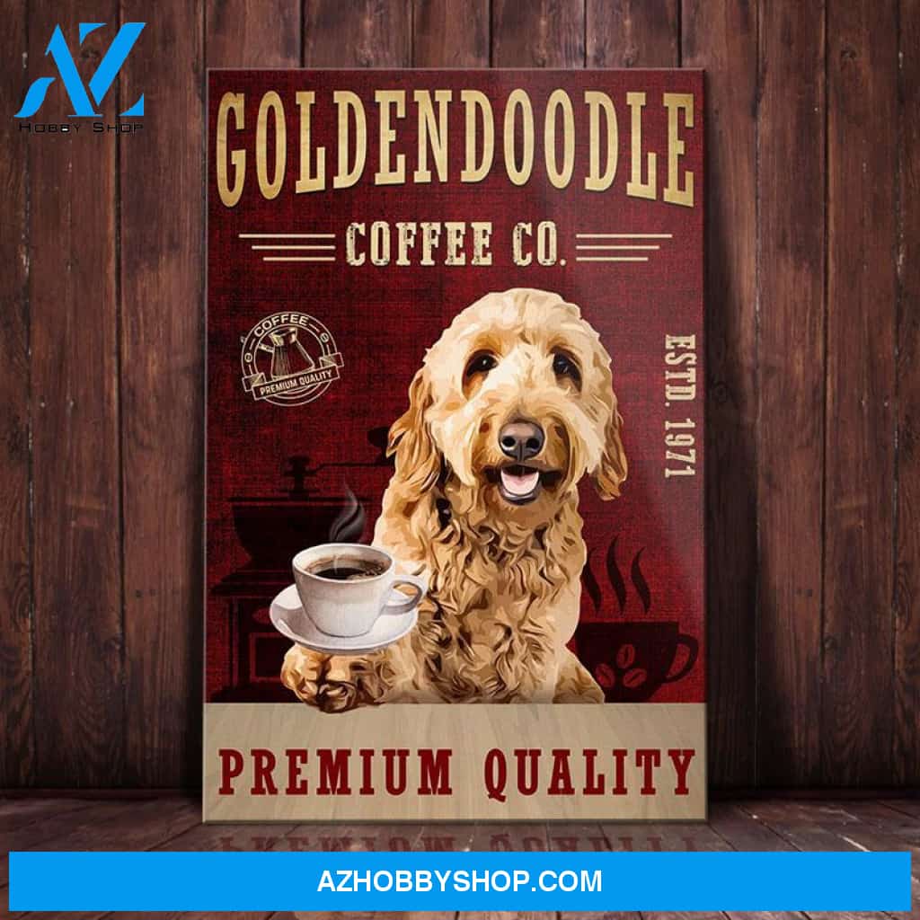 Goldendoodle Dog Coffee Company Canvas Wall Art, Wall Decor Visual Art