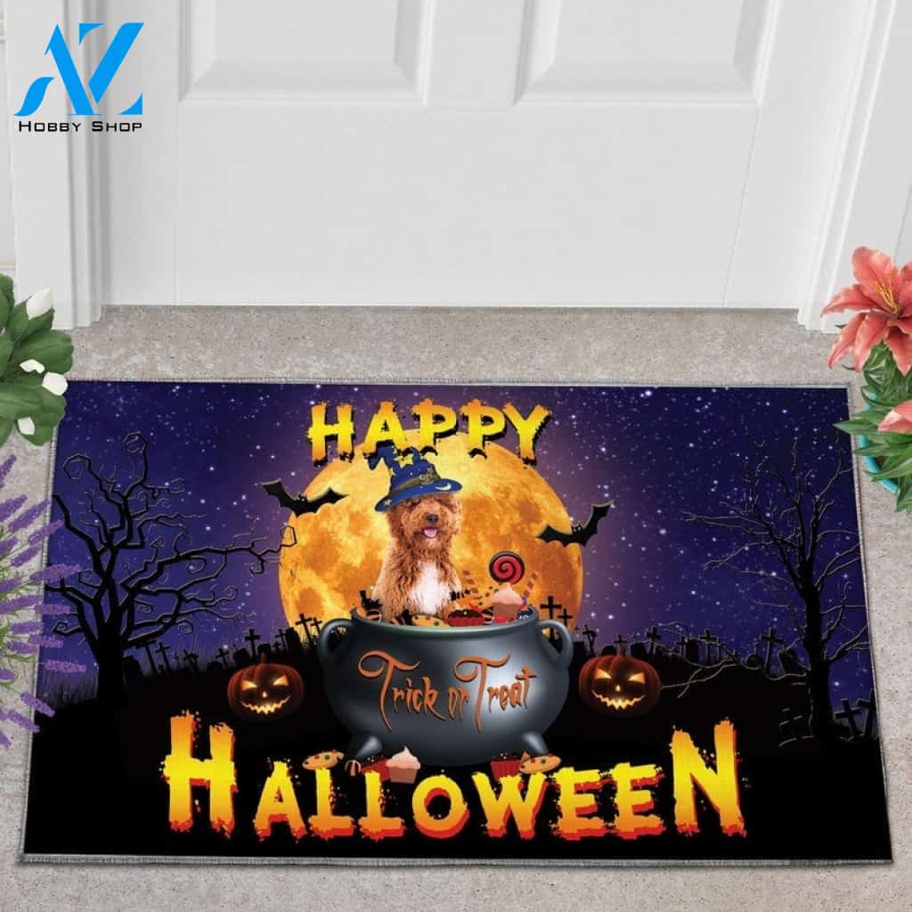 Goldendoodle Trick Or Treat Happy Halloween Welcome Funny Doormat Gift For Dog Lovers Home Decor Warm House Gift Welcome Mat Halloween Decor
