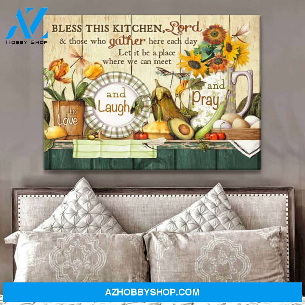 Gorgeous Dragonfly Canvas Bless This Kitchen Wall Art Decor | Moosfy Wrap Canvas Ready To Hang