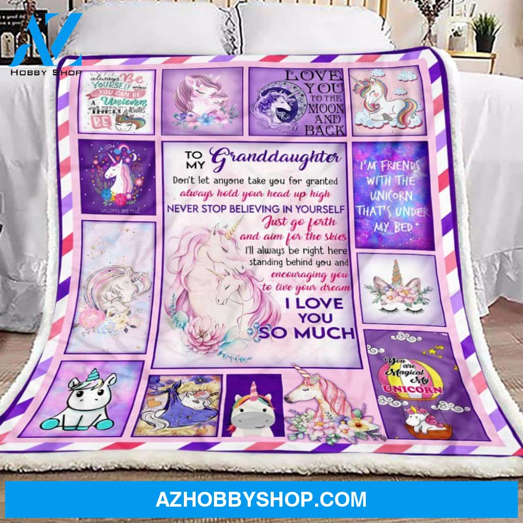Grandma To Granddaughter Unicorn Fleece Blanket Gift for Granddaughter