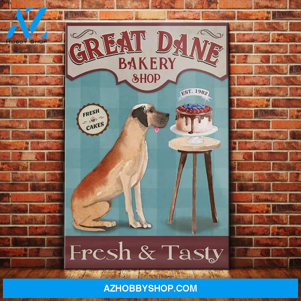 Great Dane Dog Bakery Shop Canvas Wall Art, Wall Decor Visual Art
