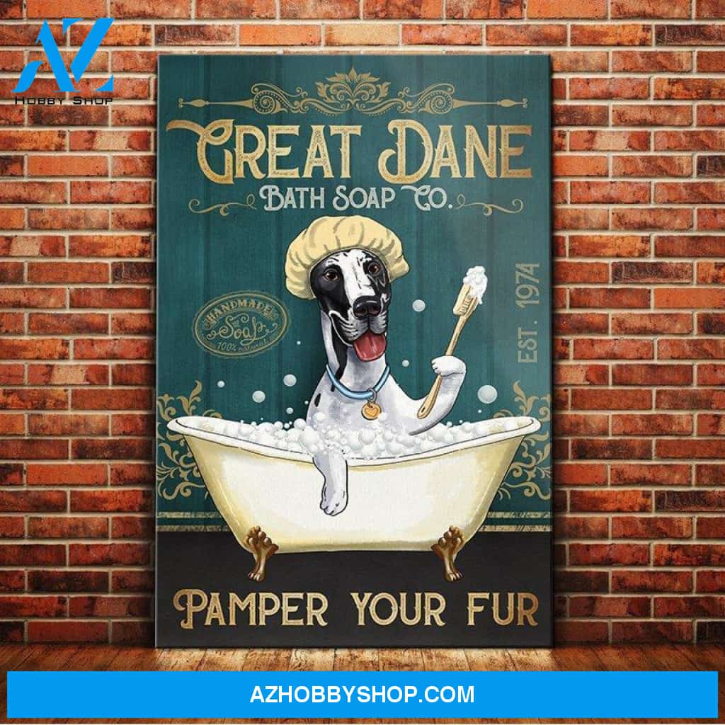 Great Dane Dog Bath Soap Company Canvas Wall Art, Wall Decor Visual Art