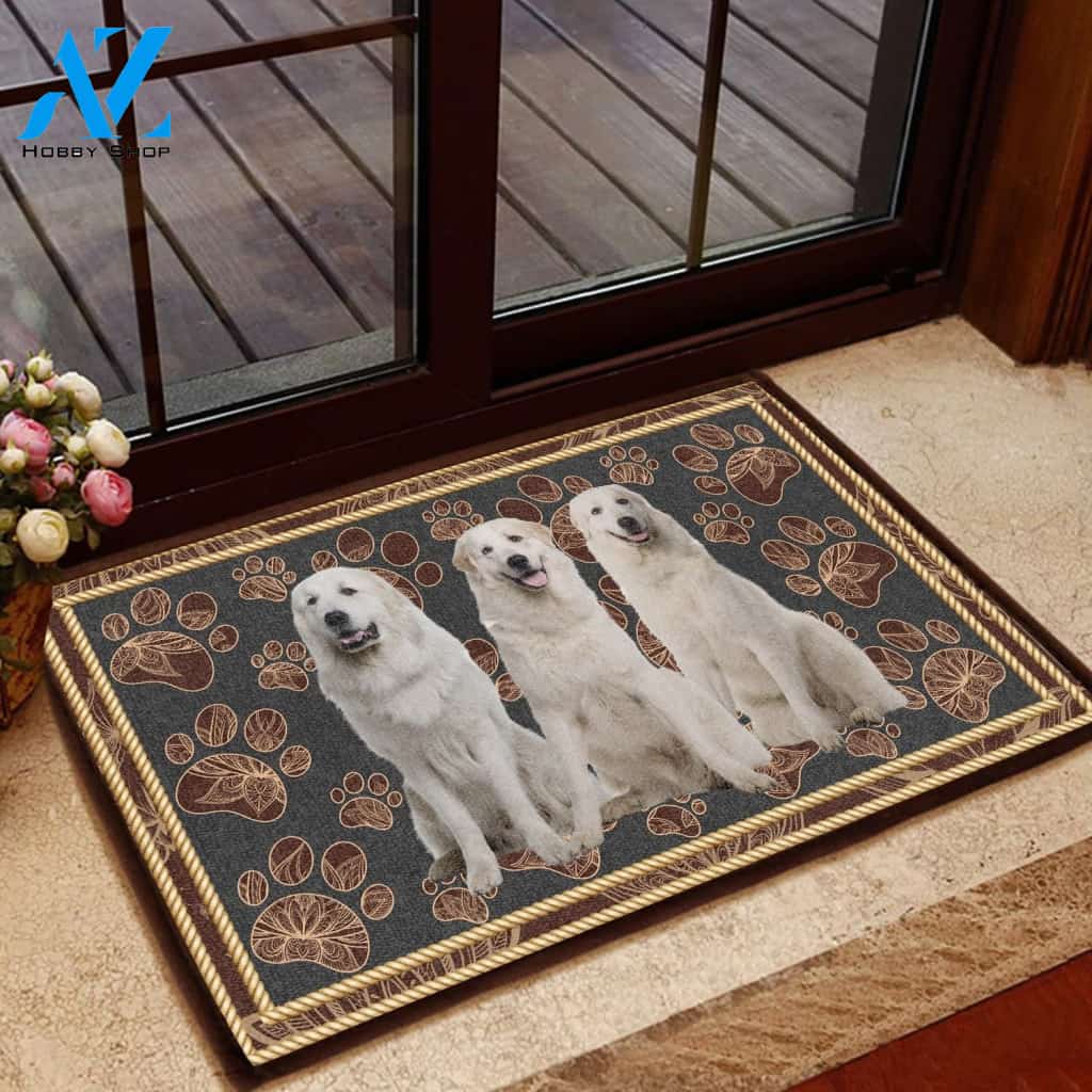 Great Pyrenees Paw Floral - Dog Doormat Welcome Mat House Warming Gift Home Decor Gift for Dog Lovers Funny Doormat Gift Idea