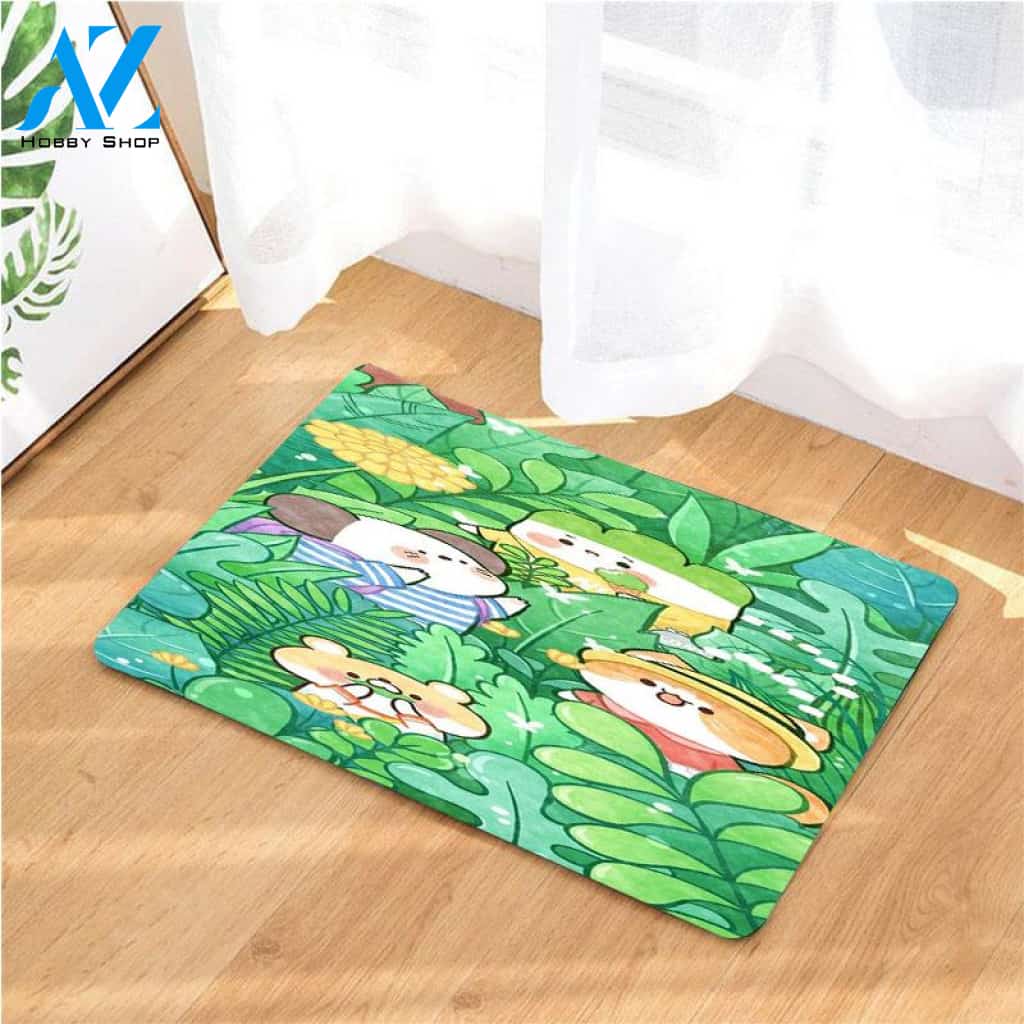 green animal wallpaper doormats