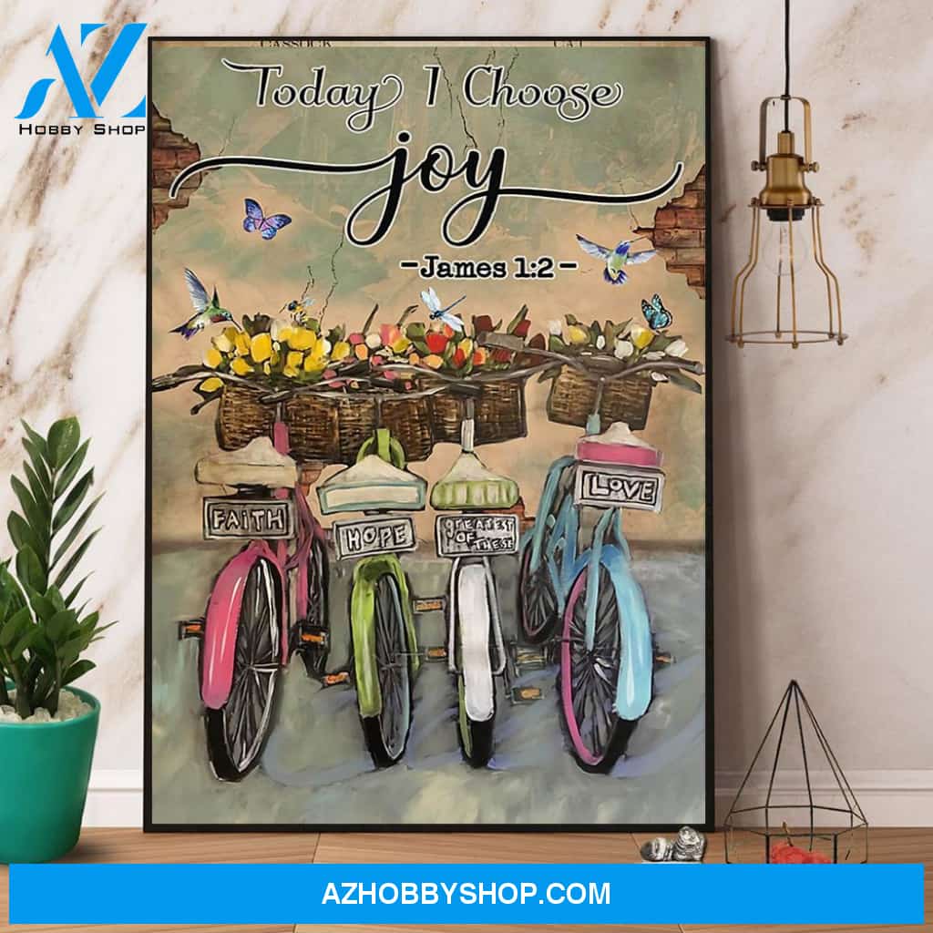 Green Pallet Bicycle Today I Choose Joy Canvas Poster Wall Art Prints, Farmhouse Decor