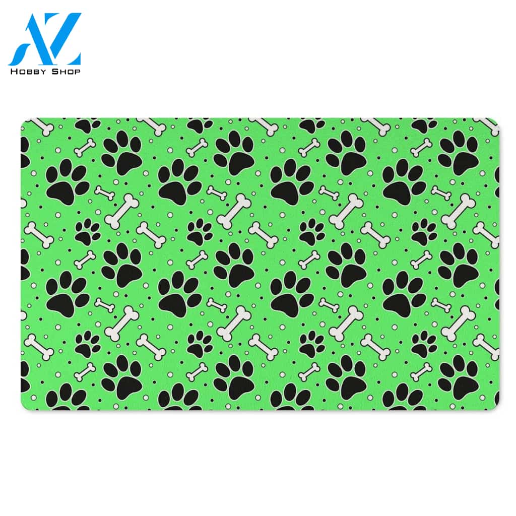 Green Paw Door Mat
