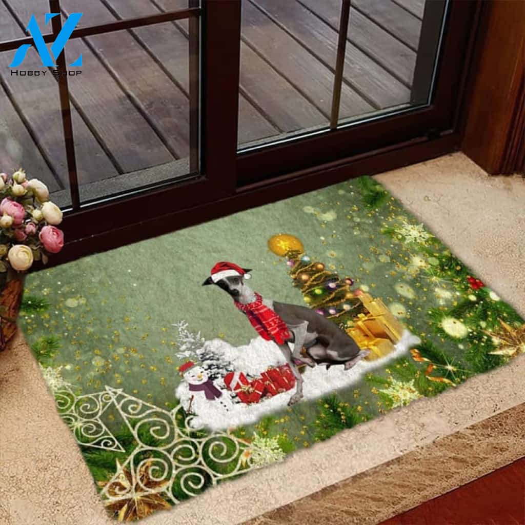 Greyhound 02 Merry Christmas Doormat