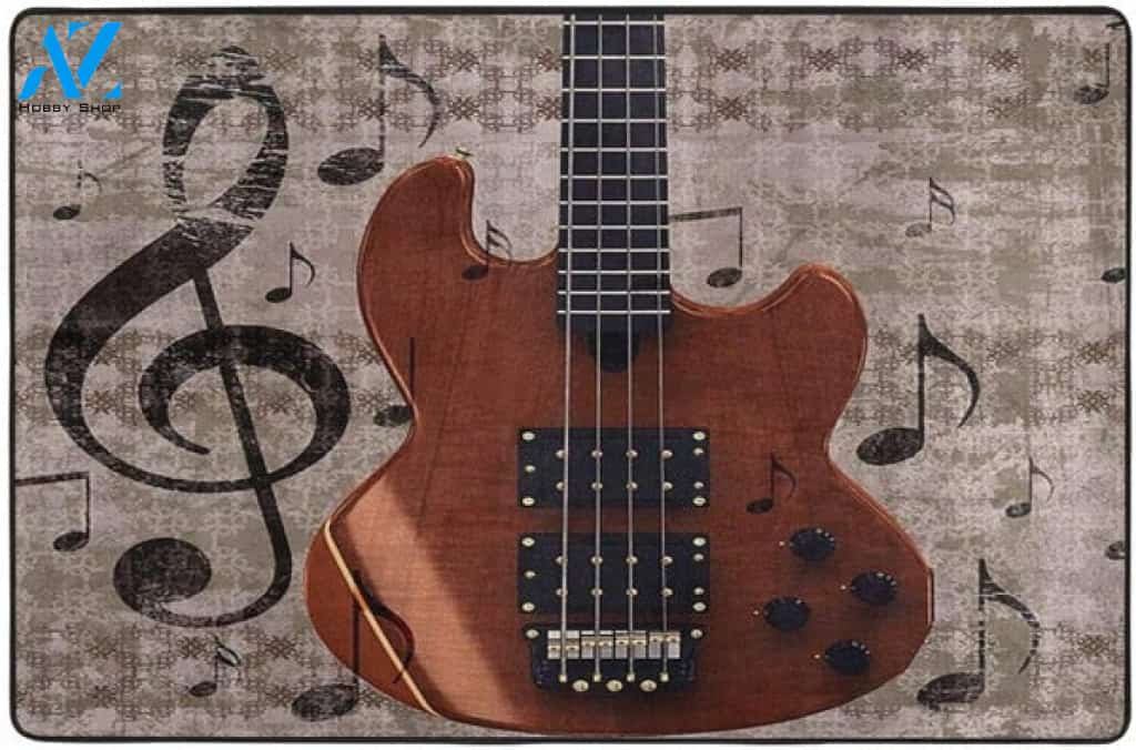 Grunge Retro Musical Guitar Indoor And Outdoor Doormat Warm House Gift Welcome Mat Birthday Gift For Guitar Lover