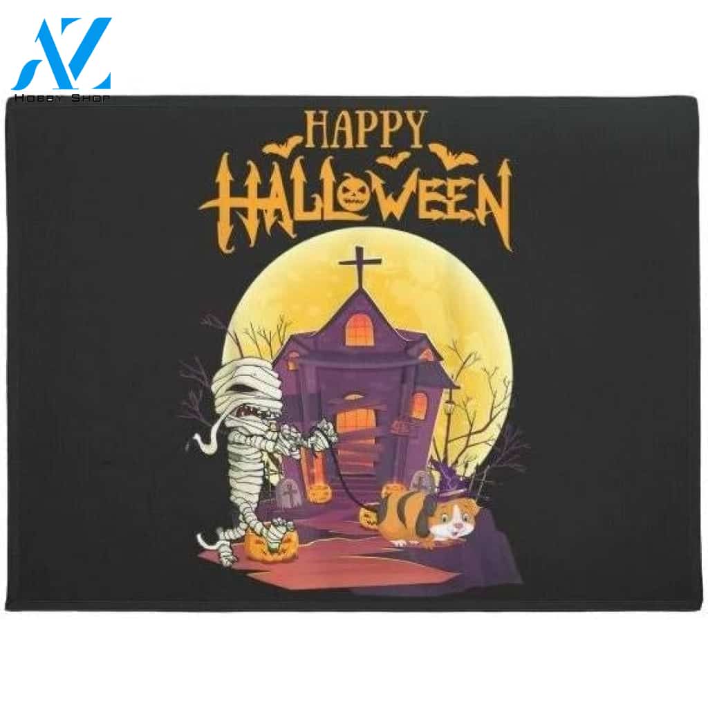 Guinea Pig Happy Halloween Pumpkin Funny Doormat Welcome Mat Housewarming Gift Home Decor Funny Doormat Gift For Friend Halloween Day Gift