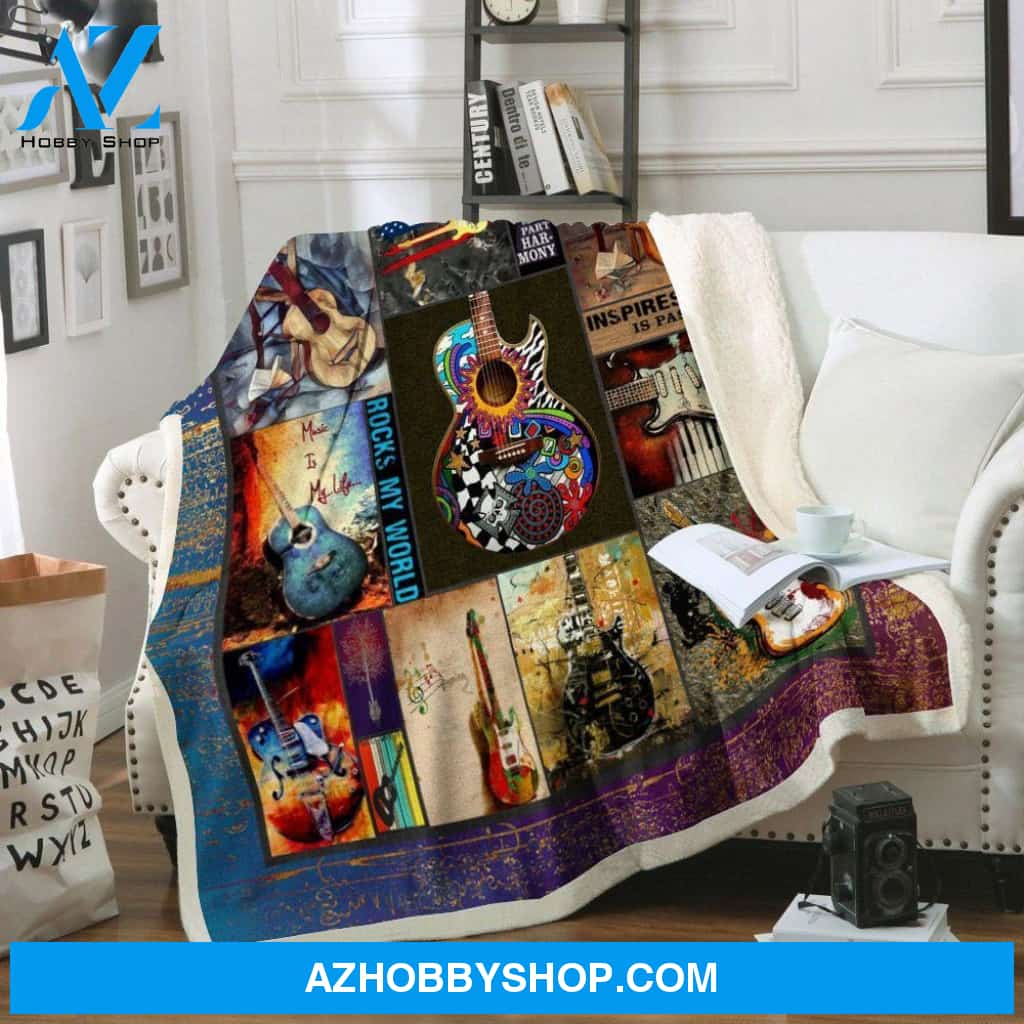 Guitar Fleece Blanket Guitar Lover 3