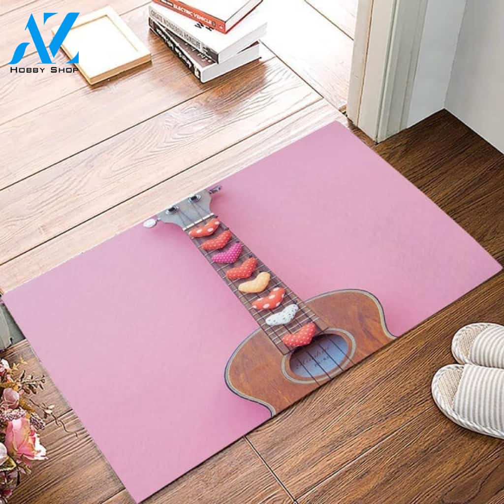 Guitar Pink Durable Inside Door Mat For Entryway Doormat Funny Welcome Mat Housewarming Gift Home Decor Funny Doormat Gift For Friend