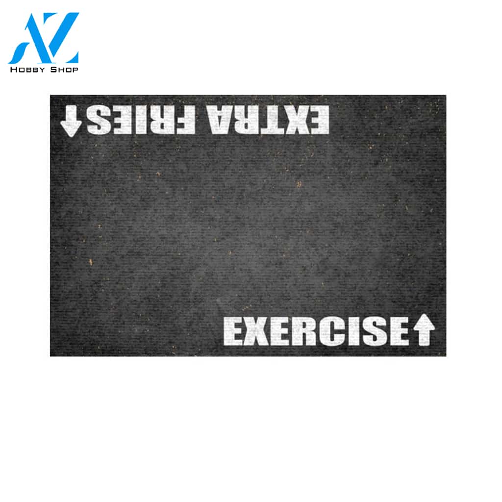 Gym Fitness Exercise Extra Fries Doormat Housewarming Gift Home Living Home Decor