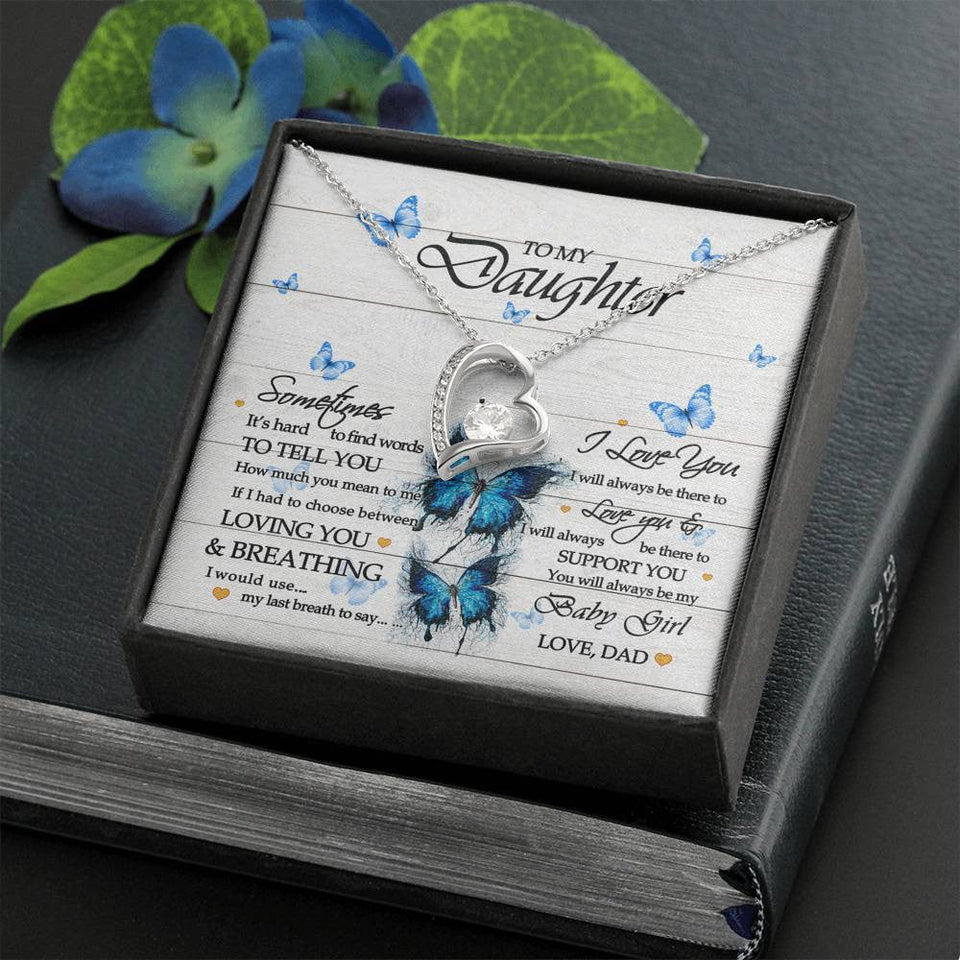 Gift For Daughter From Dad Butterfly Baby Girl Forever Love Necklace