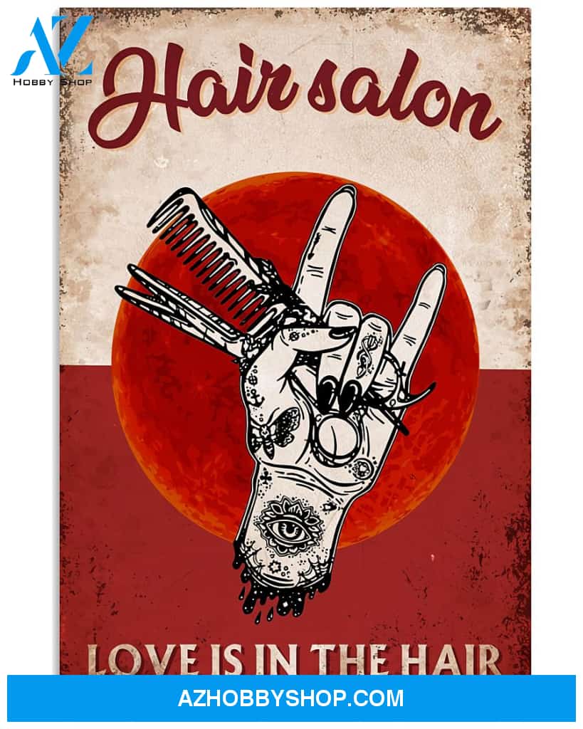 Hairdresser Poster Love Is In The Hair Wall Décor