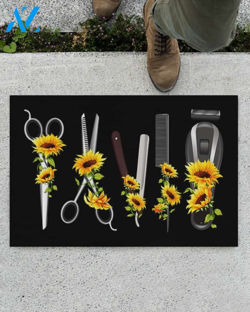 Hairdresser Tools Sunflower Doormat Gift For Hairdresser Birthday Gift Home Decor Warm House Gift Welcome Mat