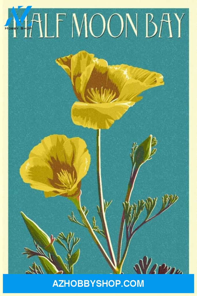 Half Moon Bay California Poppy Letterpress