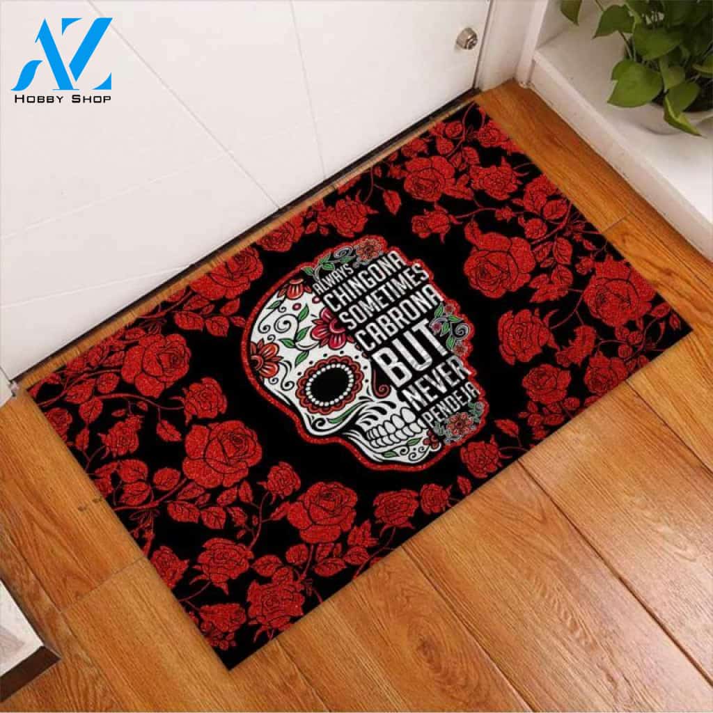 Halloween Always Chingona Skull Head Doormat Indoor And Outdoor Mat Entrance Rug Sweet Home Decor Housewarming Gift Gift For Friend Family Stem Feminist