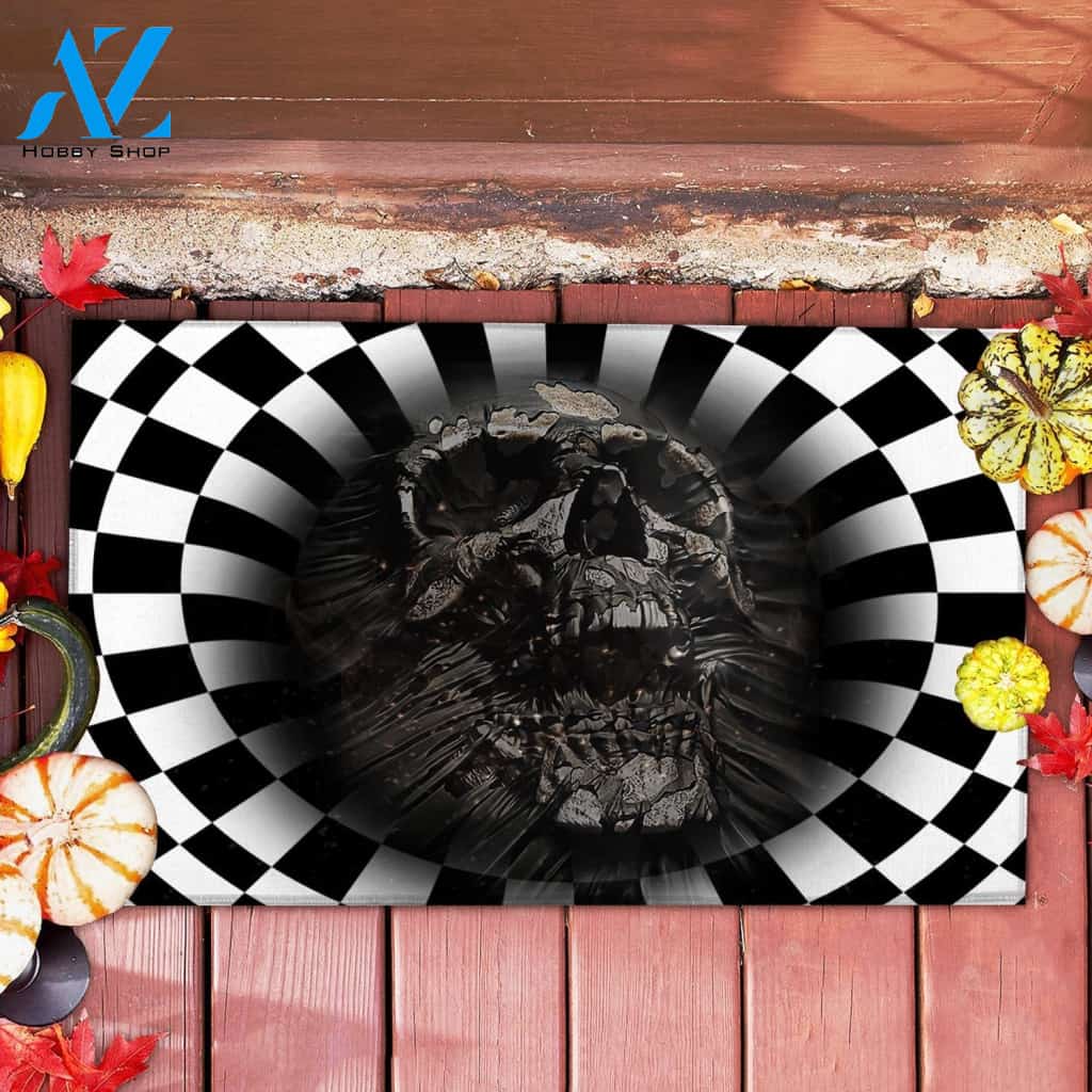 Halloween Black Skull Doormat Indoor And Outdoor Mat Entrance Rug Sweet Home Decor Housewarming Gift Gift For Friend Family Stem Feminist