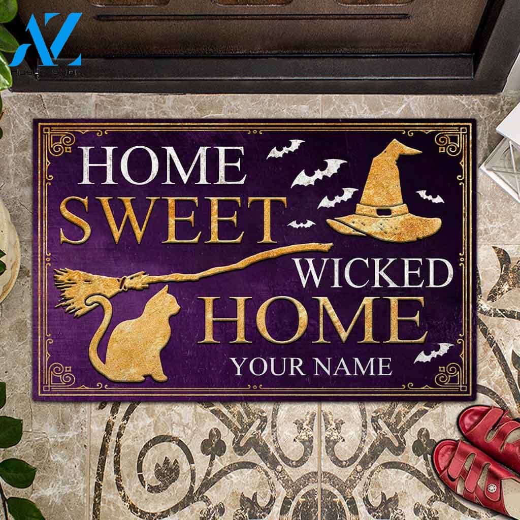 Halloween Doormat, Home Sweet Wicked Home Halloween Witch Personalized Doormat