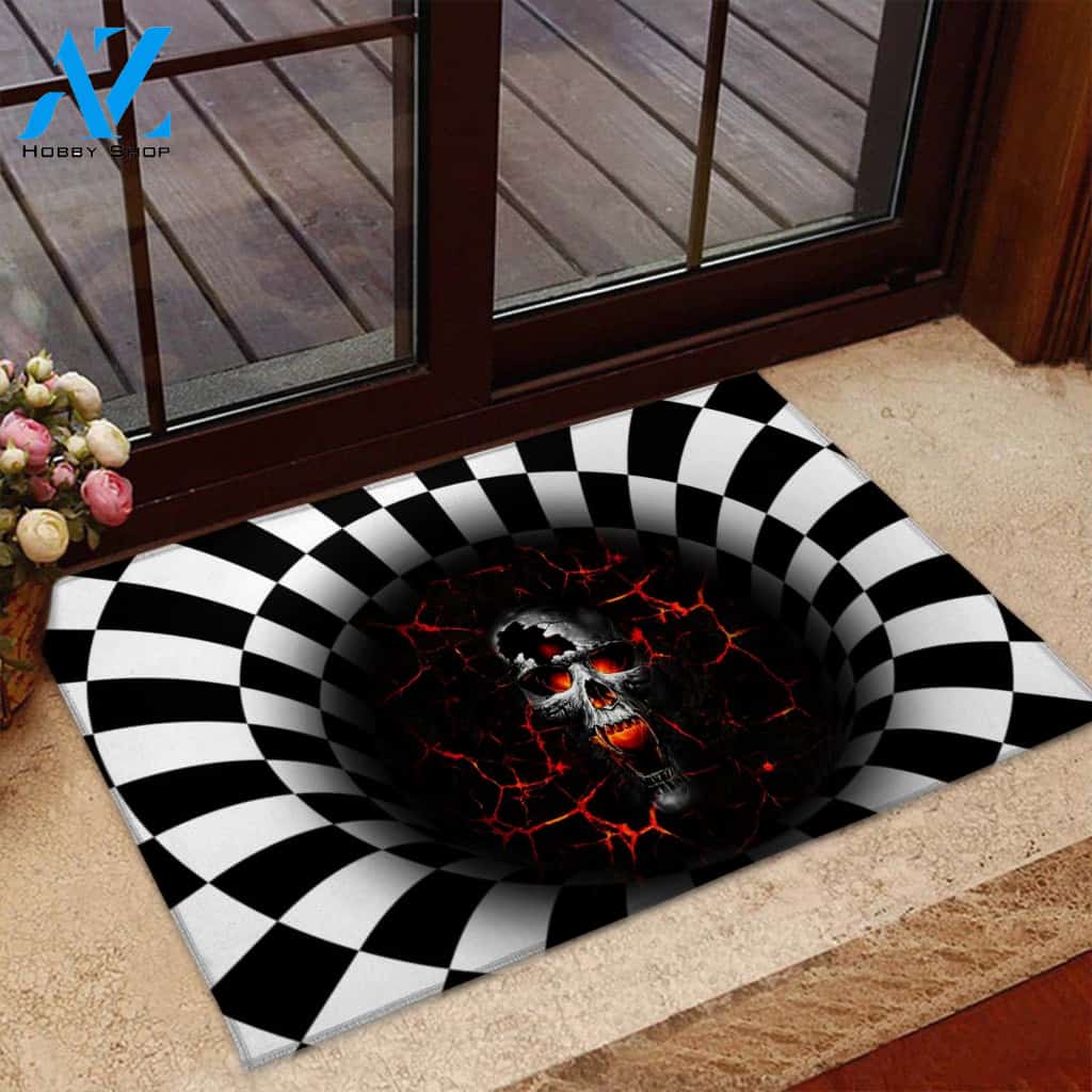 Halloween Fire Skull Doormat Indoor And Outdoor Mat Entrance Rug Sweet Home Decor Housewarming Gift Gift For Friend Family Stem Feminist
