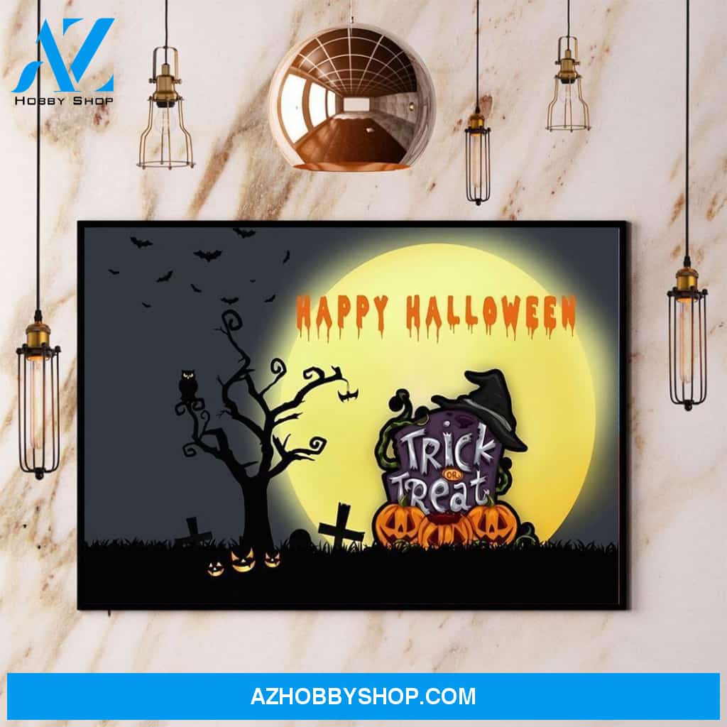 Halloween Night Woods Grass Trick Or Treat Halloween Gift Canvas And Poster, Wall Decor Visual Art