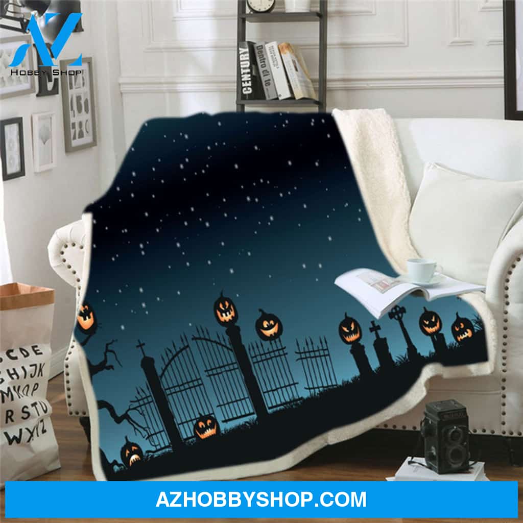 Halloween Pumpkin & Row, Gift Home Decor Bedding Couch Sofa Soft and Comfy Cozy, Fleece Blanket Home Decor Bedding Couch Sofa Soft And Comfy Cozy