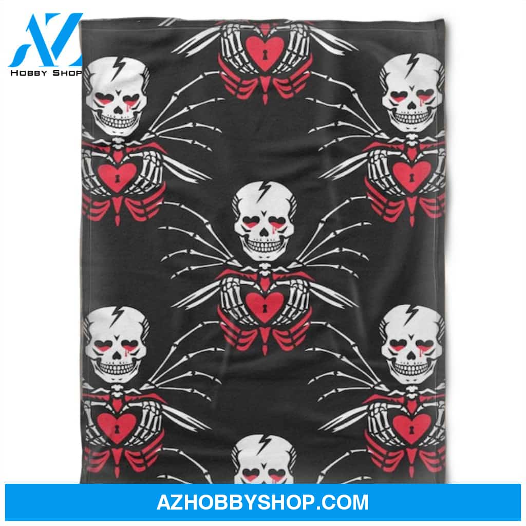 Halloween Spider Skull Heart Fleece Blanket Halloween Adult Blanket