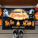 Halloween Welcome To Our Campsite Camping Doormat, Camping Gift, Custom RVs Camper Motorhome