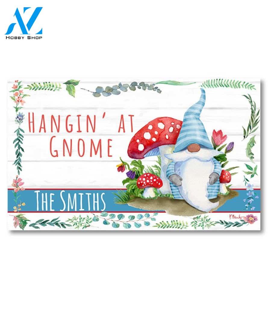 Hangin at Gnome Personalized Doormat - 18" x 30"
