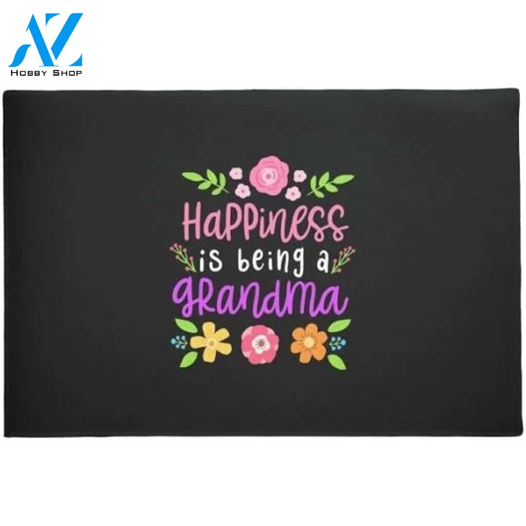 Hapiness Is Being A Grandma Flower Doormat Welcome Mat House Warming Gift Home Decor Funny Doormat Gift Idea