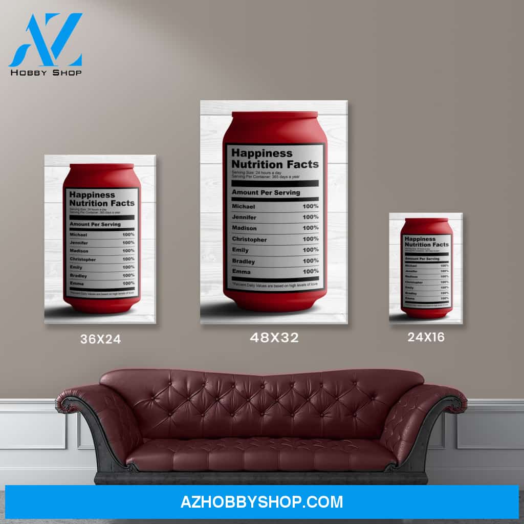 Happiness Nutrition Facts Names Premium Canvas