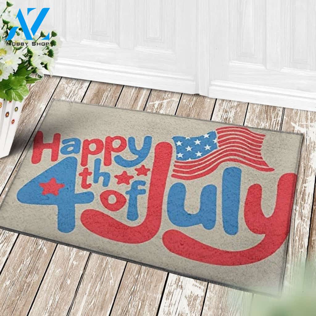 Happy 4th of July America Flag American Pride Doormat Housewarming Gift Independence Day American Family Welcome Mat House Warming Gift Home Decor Funny Doormat Gift Idea