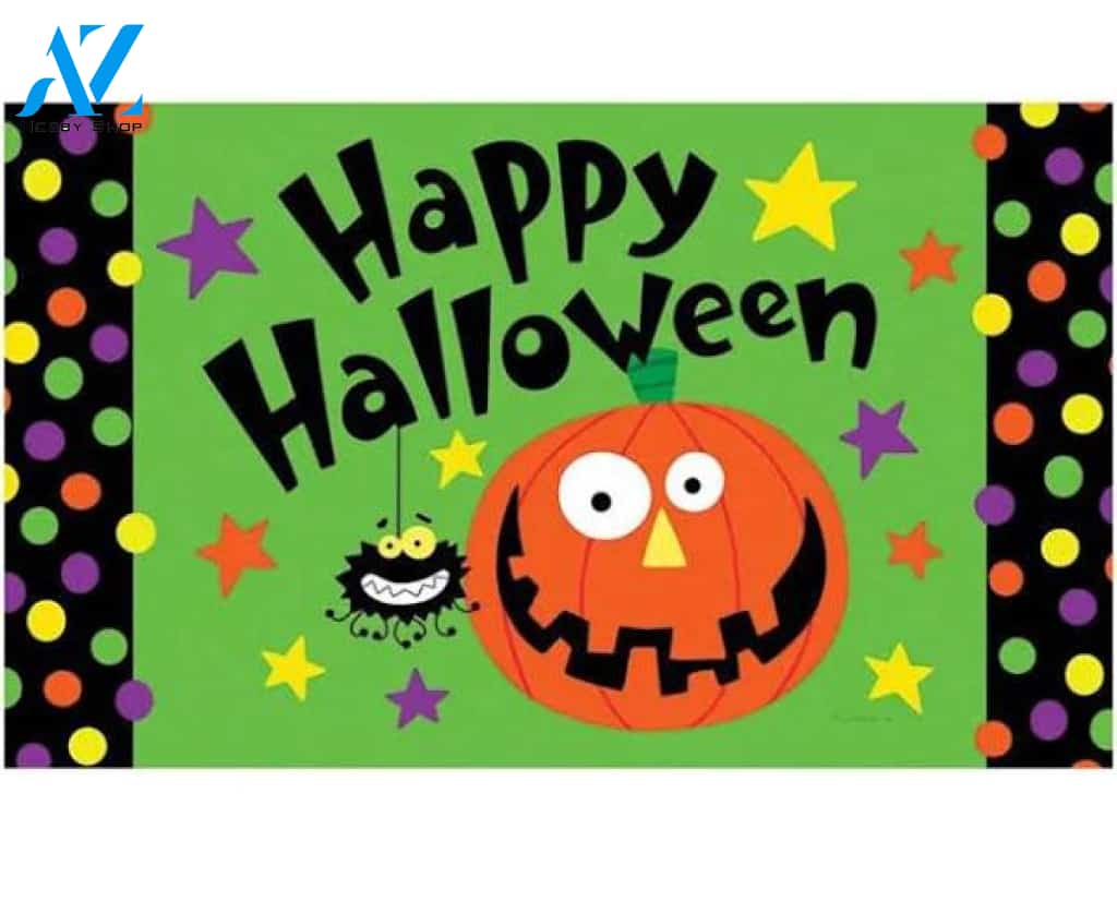 Happy Halloween Colourful Spider Halloween Doormat Indoor and Outdoor Mat Entrance Rug Funny Home Decor Closing Gift Gift for Friend Family Gift Idea