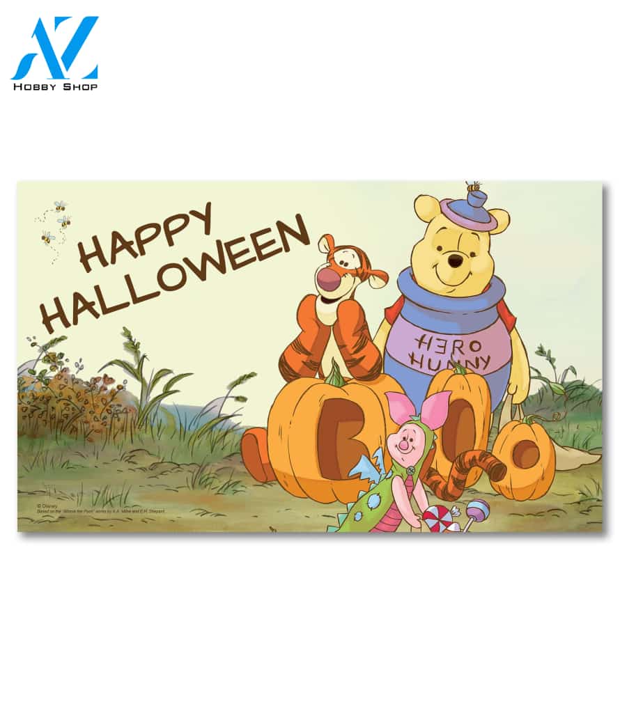 Happy Halloween Pooh Doormat - 18" x 30"