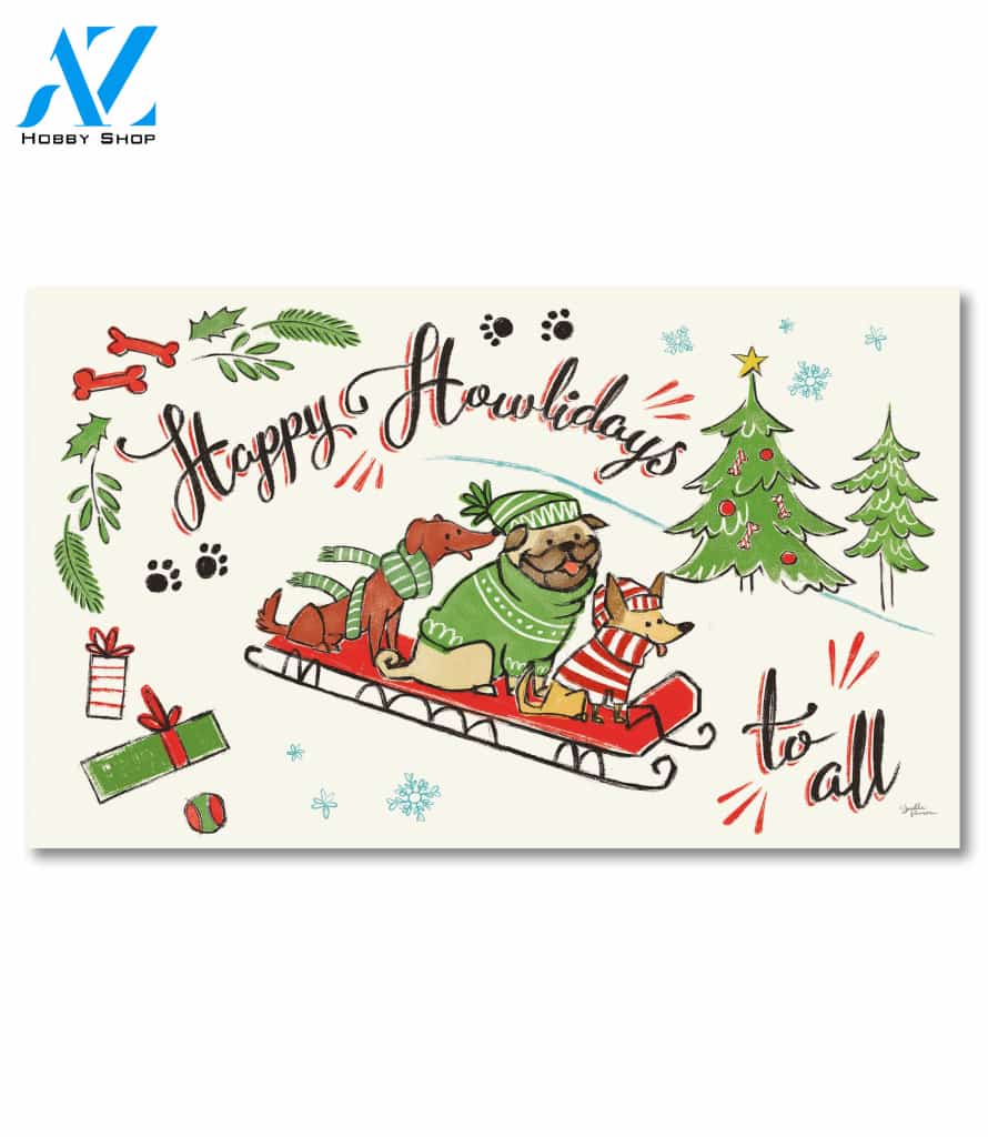 Happy Howlidays Pup Sled Doormat - 18" x 30"