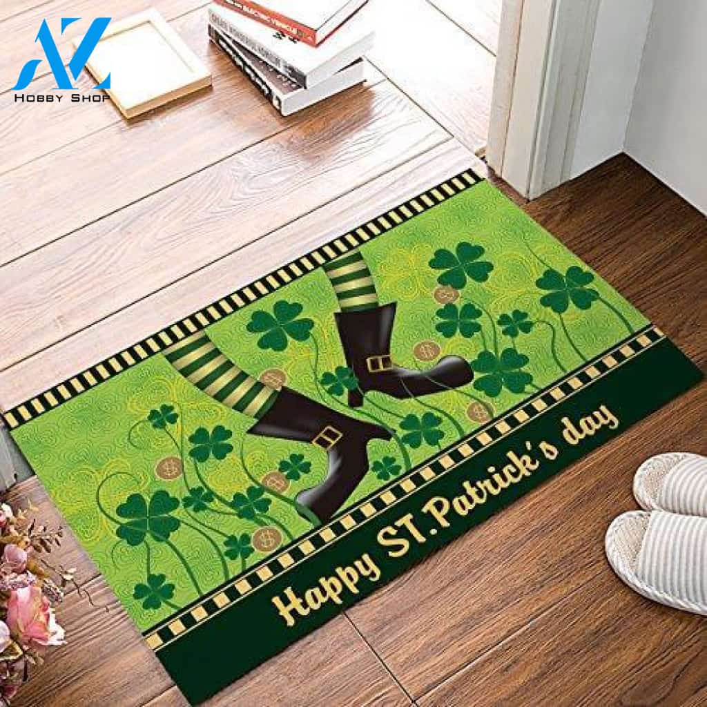Happy St Patrick's Day Easy Clean Welcome DoorMat | Felt And Rubber | DO1579