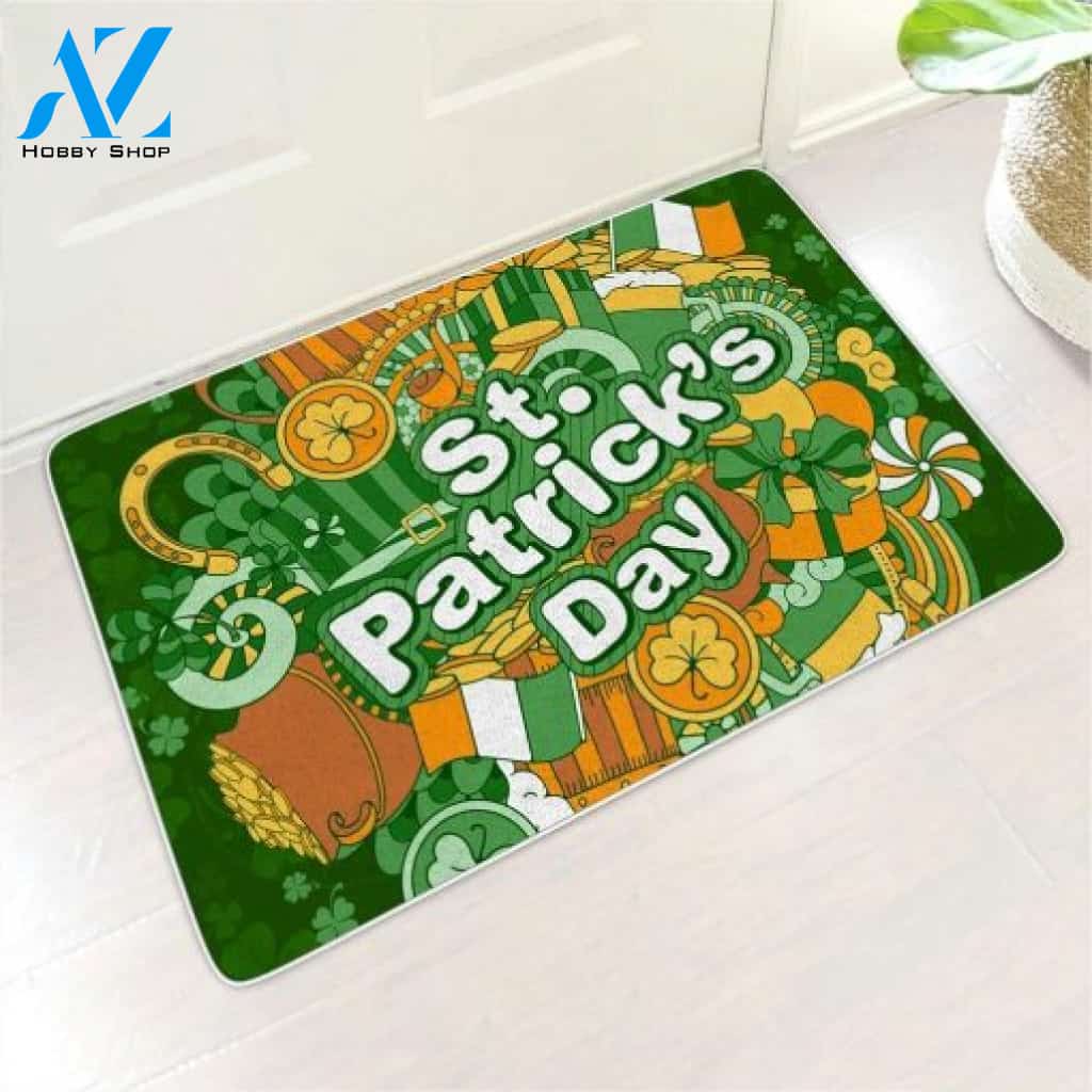 Happy St Patrick's Day Easy Clean Welcome DoorMat | Felt And Rubber | DO1578
