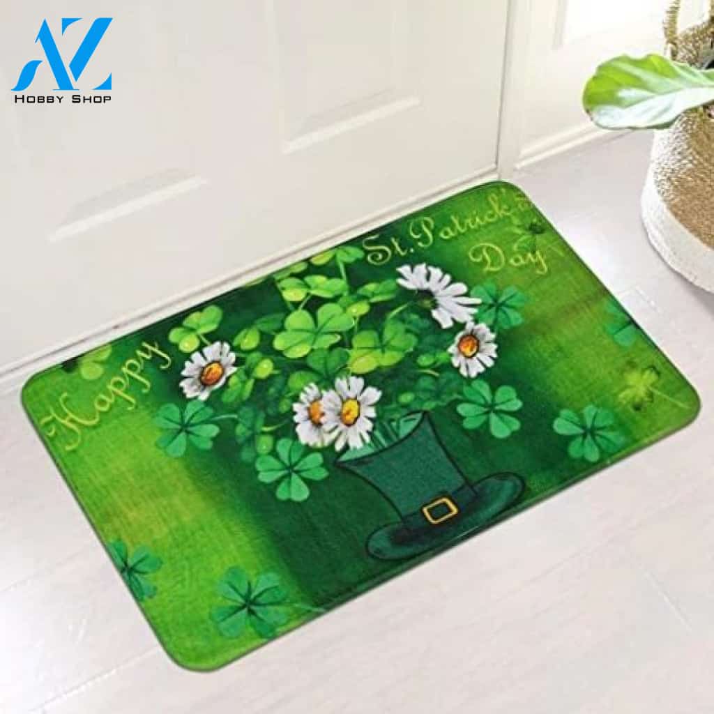 Happy St Patrick's Day Easy Clean Welcome DoorMat | Felt And Rubber | DO1575