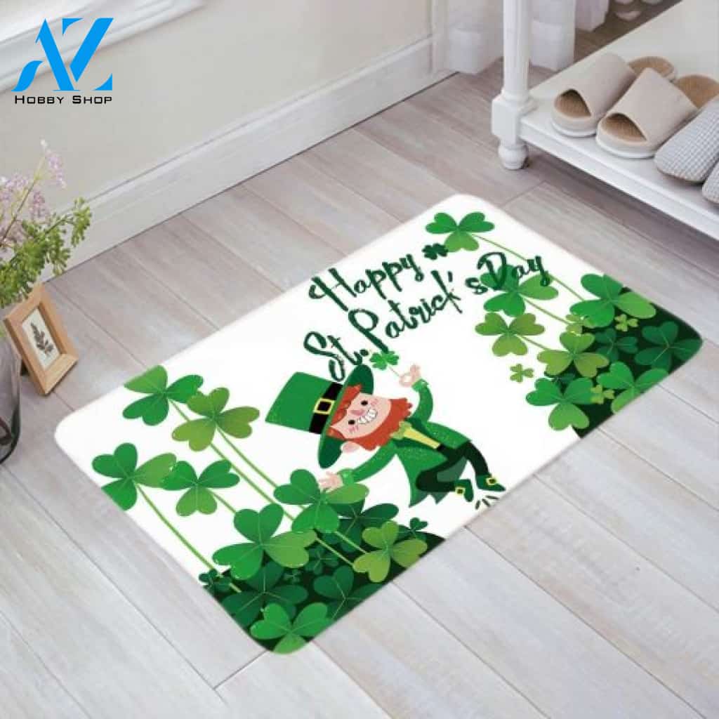 Happy St Patrick's Day Easy Clean Welcome DoorMat | Felt And Rubber | DO1574