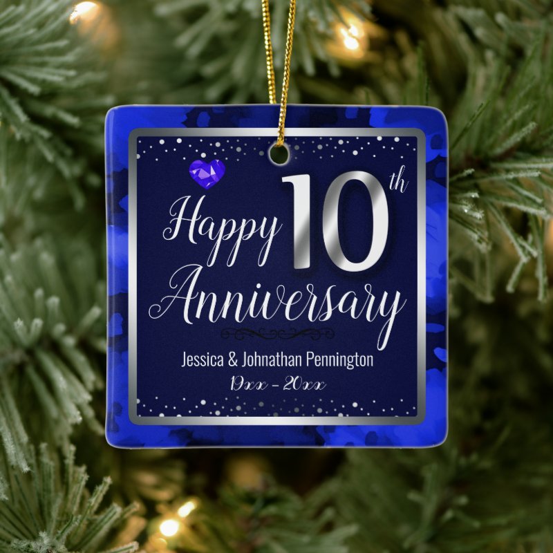 Happy 10Th Wedding Anniversary Photo Ceramic Ornament