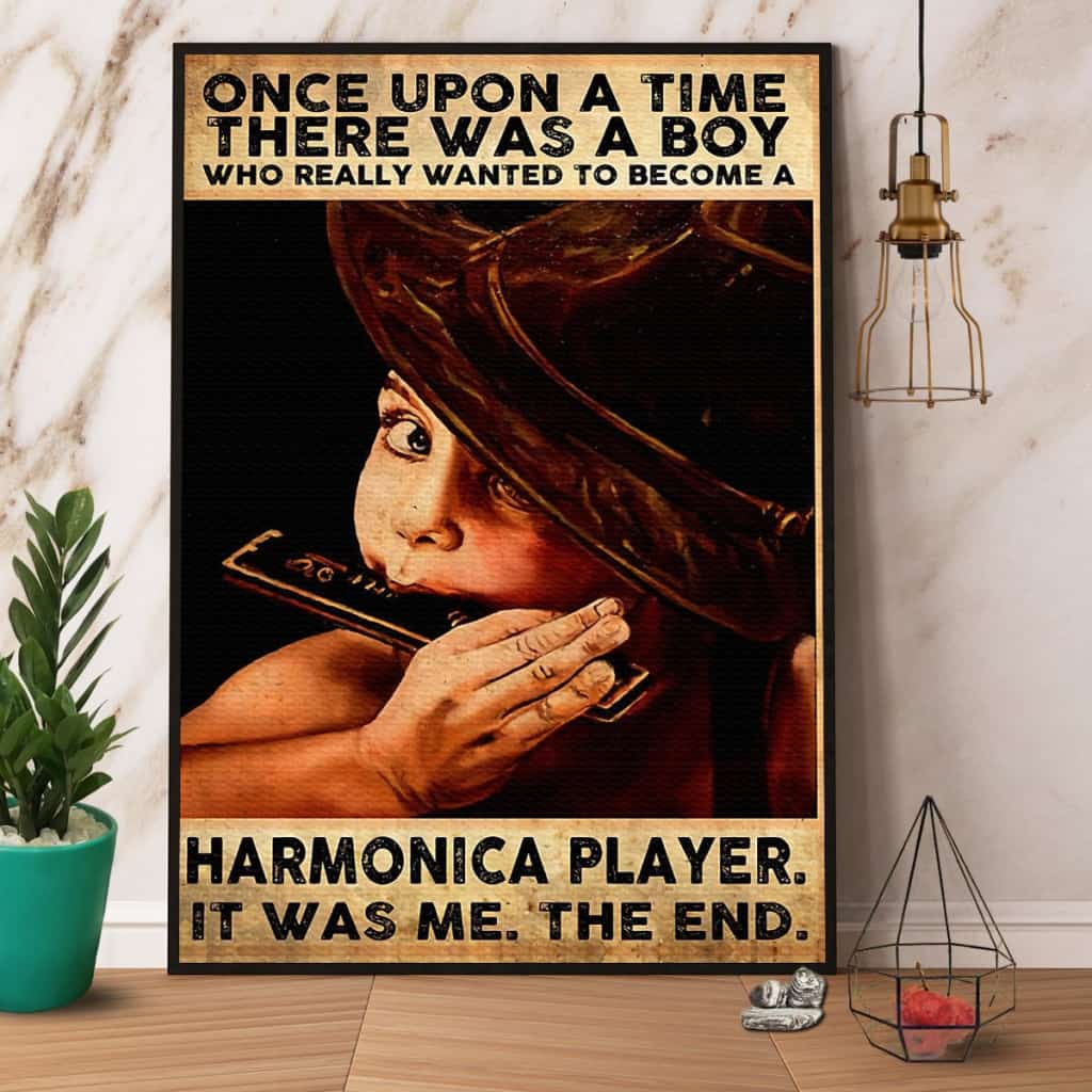 Harmonica A Boy Who Really Wanted To Become A Harmonica Player Paper Poster No Frame Matte Canvas Wall Decor